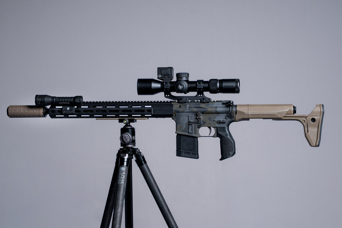 Amend2 SPR 04 special purpose rifle build, an IWI Zion-15 in camo with a Griffin Armament suppressor